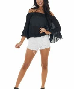 Ninexis Black Off The Shoulder Top With Ruffle Detail 11 Ninexis Black Off The Shoulder Top With Ruffle Detail