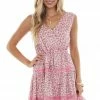 BiBi Carnation Floral And Lace Surplice Woven Dress Dresses