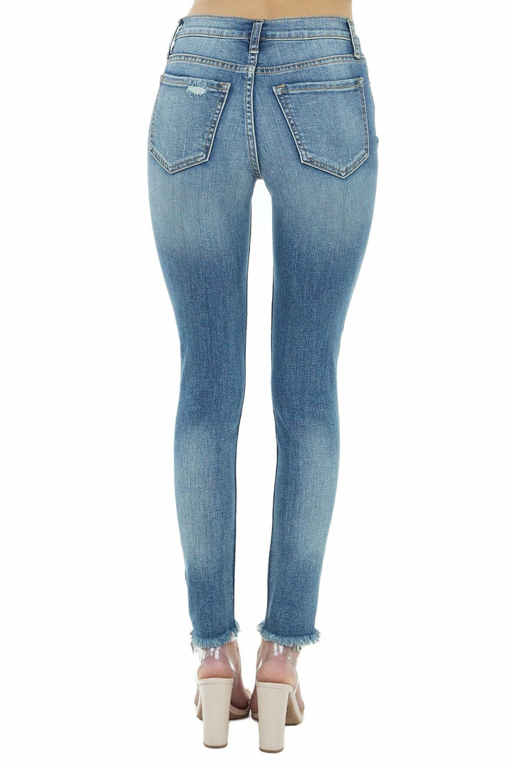 Sneak Peek Medium Wash Mid Rise Jeans With Frayed Hem And Distressing Bottoms 9 Sneak Peek Medium Wash Mid Rise Jeans With Frayed Hem And Distressing Bottoms