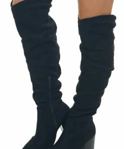 JP ORIGINAL CORP Shoes Black Faux Suede Pointed Toe Slouchy Boots