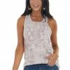 Vanilla Bay Faded Mauve Aztec Print Chest Pocket Tank Top Tops