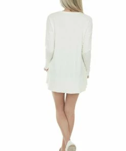 Staccato Tops Cream Super Soft Knit Top With Ribbed Sides