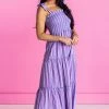 Staccato Dresses Azure And Punch Gingham Smocked Maxi Dress