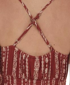 ANGIE Light Rosewood Printed Sleeveless Maxi Dress Dresses