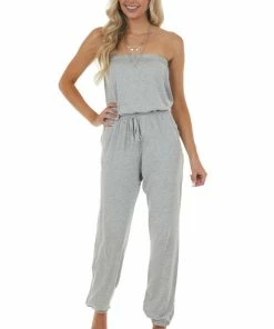 Eesome Dresses Steel Strapless Jumpsuit With Elastic Waist