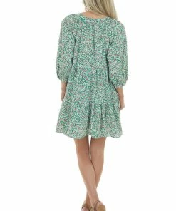 Entro Jade Floral Print Babydoll Woven Mini Dress