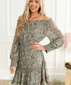 Jodifl Sage Floral Print Off The Shoulder Short Woven Dress 33 Jodifl Sage Floral Print Off The Shoulder Short Woven Dress