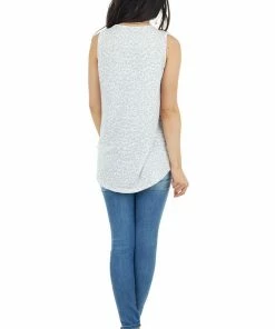 Staccato Ivory And Dove Grey Leopard Print Sleeveless Knit Top Tops