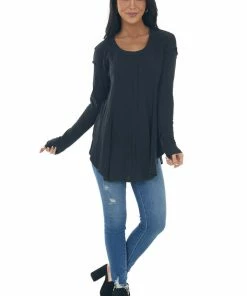 143 Story Black Scoop Neckline Rounded Hem Knit Top Tops 31 143 Story Black Scoop Neckline Rounded Hem Knit Top Tops