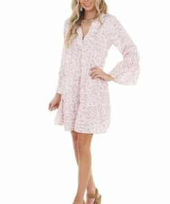 Shiying Fashion Blush Leopard Print Tiered Short Swing Dress Dresses 28 Shiying Fashion Blush Leopard Print Tiered Short Swing Dress Dresses