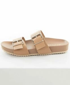CCOCCI Dark Latte Double Buckle Strap Slide Sandals 28 CCOCCI Dark Latte Double Buckle Strap Slide Sandals