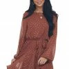 She + Sky Cinnamon Drop Waist Short Dress With Gold Dots Dresses