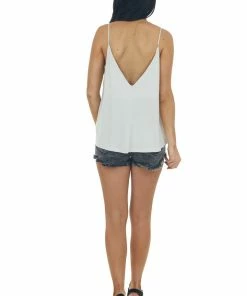 HYFVE Cloud Grey Flowy Knit Cami With V Neckline
