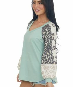 BiBi Sage And Animal Print Bubble Sleeve Knit Top 11 BiBi Sage And Animal Print Bubble Sleeve Knit Top