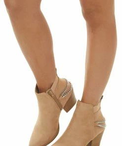 FORTUNE DYNAMIC Rich Latte Zip Up Booties With Chain Detail