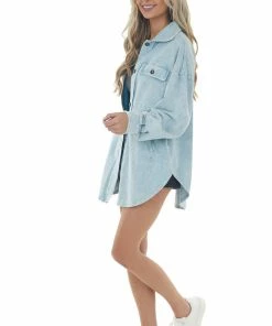 BiBi Baby Blue Acid Wash Oversized Shacket