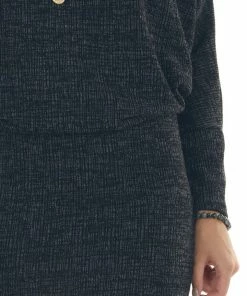 143 Story Heathered Black Blouson Sweater Dress