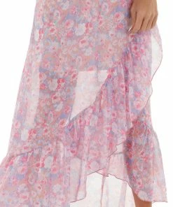 Peach Love Watermelon Floral Print Surplice Maxi Dress Dresses 14 Peach Love Watermelon Floral Print Surplice Maxi Dress Dresses