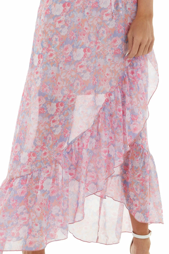 Peach Love Watermelon Floral Print Surplice Maxi Dress Dresses 8 Peach Love Watermelon Floral Print Surplice Maxi Dress Dresses