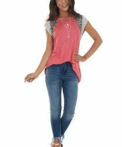 HEIMISH Tops Bright Punch Knit Top With Short Multiprint Raglan Sleeves 32 HEIMISH Tops Bright Punch Knit Top With Short Multiprint Raglan Sleeves