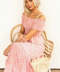 L Love Punch Floral Smocked Ruffle Tiered Maxi Dress Dresses