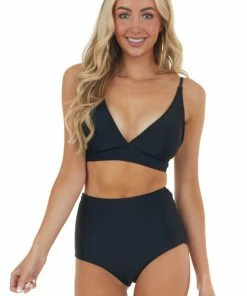 Trend Notes Black Super High Waisted Triangle Bikini