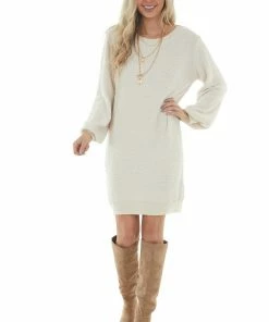 Umgee Champagne Long Sleeve Knit Short Sweater Dress Dresses 25 Umgee Champagne Long Sleeve Knit Short Sweater Dress Dresses