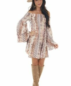 Illa Illa Blush Abstract Print Off Shoulder Mini Dress Dresses 32 Illa Illa Blush Abstract Print Off Shoulder Mini Dress Dresses