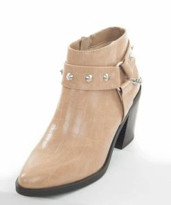 FORTUNE DYNAMIC Shoes Brown Sugar Crocodile Texture Heeled Booties