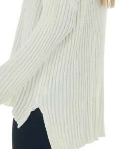 J.NNA Cream Chenille Ribbed Cowl Neck Sweater Tops