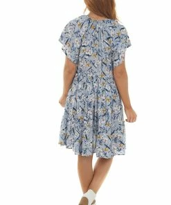 J.NNA Periwinkle Floral Babydoll Smocked Bust Dress 16 J.NNA Periwinkle Floral Babydoll Smocked Bust Dress