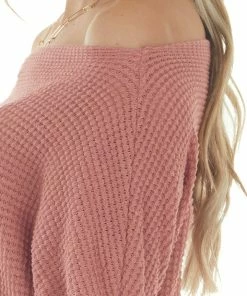 First Love Dark Rose Waffle Knit Boat Neck Long Cuff Top 33 First Love Dark Rose Waffle Knit Boat Neck Long Cuff Top