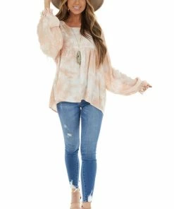 Umgee Dusty Blush And Ivory Tie Dye Swiss Dot Long Sleeve Top 27 Umgee Dusty Blush And Ivory Tie Dye Swiss Dot Long Sleeve Top