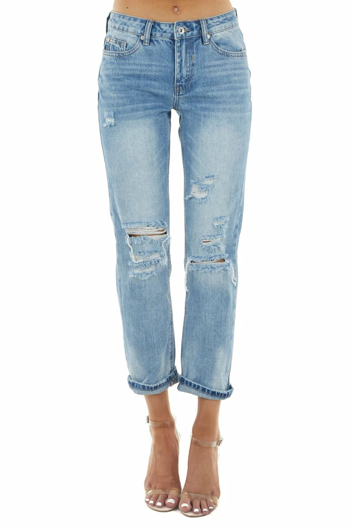 Special A Bottoms Light Wash Mid Rise Distressed Cuffed Jeans With Relaxed Fit 8 Special A Bottoms Light Wash Mid Rise Distressed Cuffed Jeans With Relaxed Fit