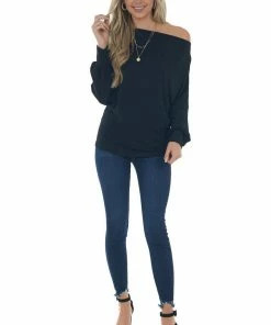 Eesome Black Off The Shoulder Banded Cuff Knit Top 11 Eesome Black Off The Shoulder Banded Cuff Knit Top