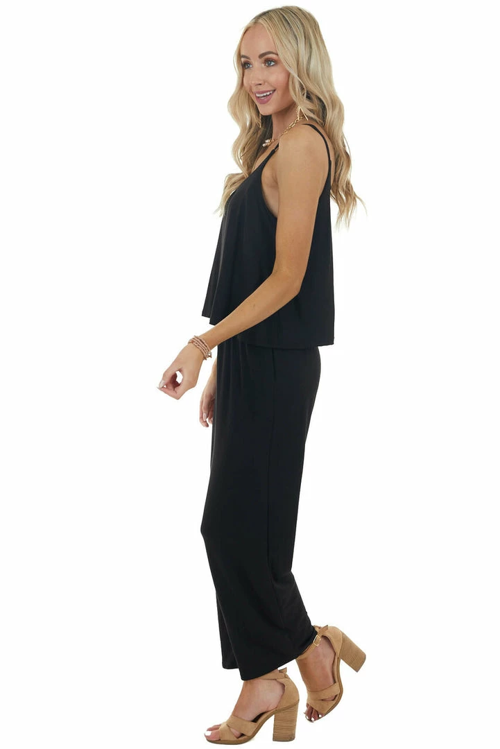 HEIMISH Black Sleeveless Overlaying Knit Jumpsuit With Pockets 9 HEIMISH Black Sleeveless Overlaying Knit Jumpsuit With Pockets