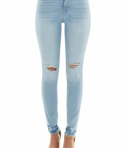 KanCan Light Wash High Rise Distressed Skinny Jeans Bottoms 14 KanCan Light Wash High Rise Distressed Skinny Jeans Bottoms
