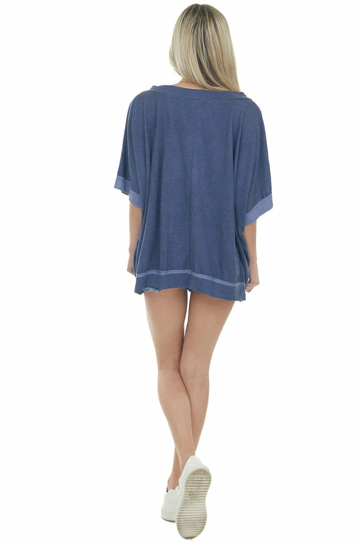 Fantastic Fawn Navy Oversized Raw Seam Short Sleeve Top 18 Fantastic Fawn Navy Oversized Raw Seam Short Sleeve Top