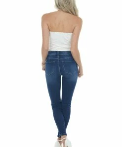 Entro Off White Strapless Stretchy Knit Bodysuit With Ruched Sides