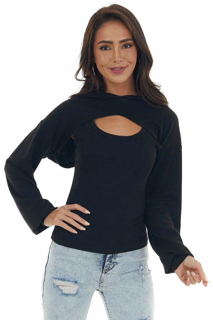 HYFVE Black Ribbed Tank Top And Cropped Hoodie Set Tops 3 HYFVE Black Ribbed Tank Top And Cropped Hoodie Set Tops