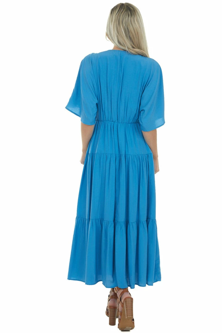 Entro Dresses Sapphire V Neck Tiered Woven Maxi Dress 10 Entro Dresses Sapphire V Neck Tiered Woven Maxi Dress
