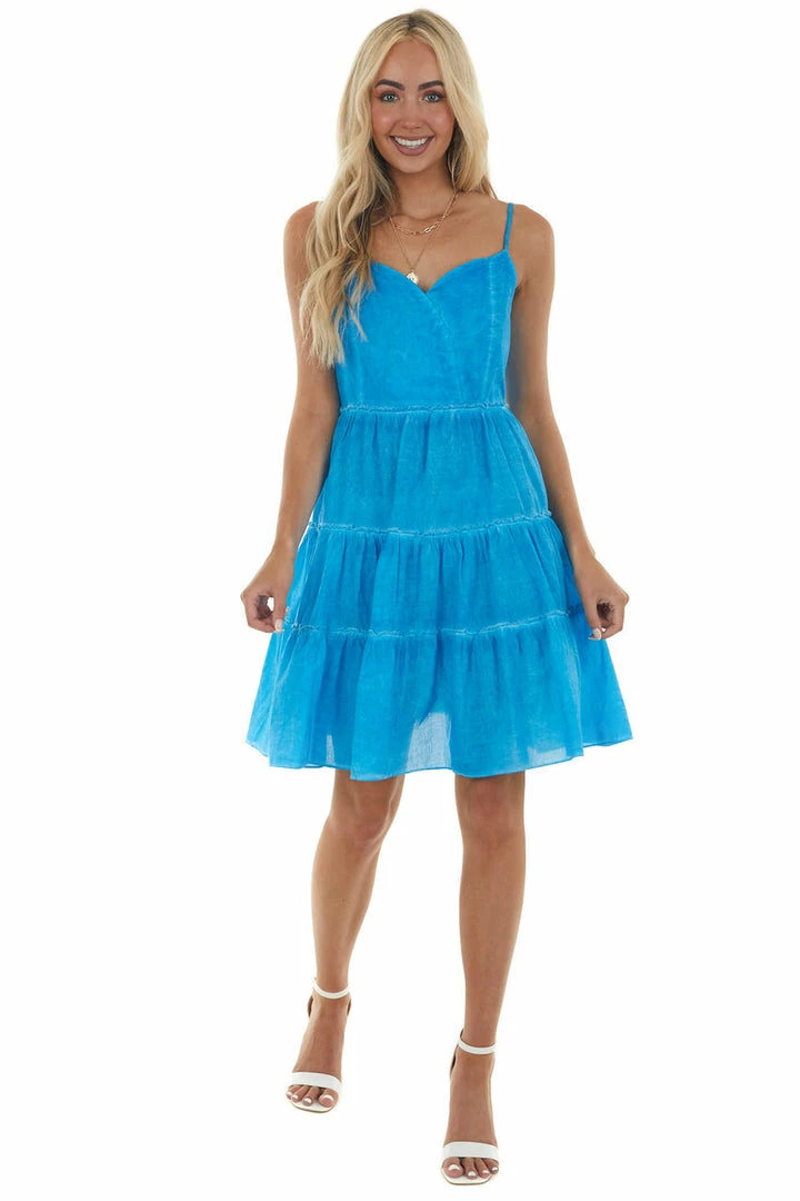 Umgee Dresses Azure Blue Mineral Wash Sweetheart Neck Dress 6 Umgee Dresses Azure Blue Mineral Wash Sweetheart Neck Dress