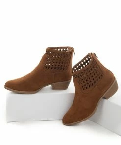 Shoe La La Shoes Sepia Faux Suede Braided Panel Booties 21 Shoe La La Shoes Sepia Faux Suede Braided Panel Booties