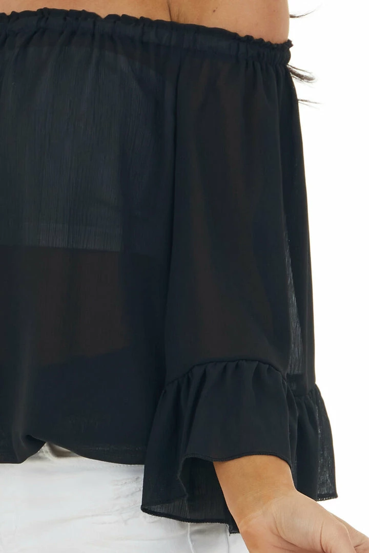 Ninexis Black Off The Shoulder Top With Ruffle Detail 10 Ninexis Black Off The Shoulder Top With Ruffle Detail