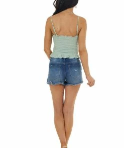 CY Fashion Tops Sage Smocked Crop Tank Top With Ruffle Detail 17 CY Fashion Tops Sage Smocked Crop Tank Top With Ruffle Detail