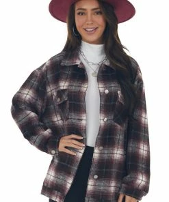 143 Story Mahogany Plaid Soft Button Up Shirt Jacket 29 143 Story Mahogany Plaid Soft Button Up Shirt Jacket