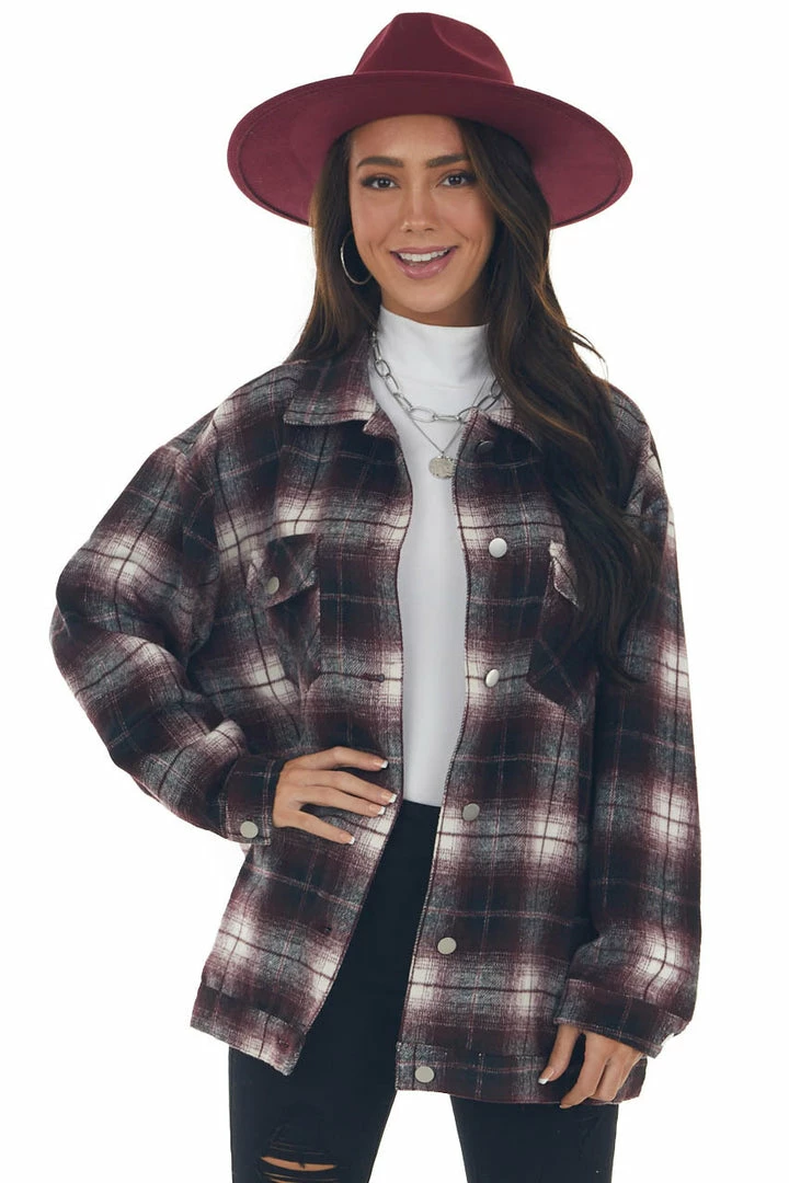 143 Story Mahogany Plaid Soft Button Up Shirt Jacket 12 143 Story Mahogany Plaid Soft Button Up Shirt Jacket