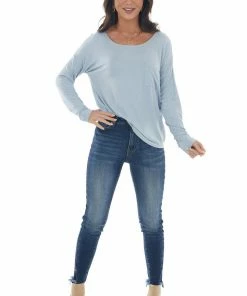 HYFVE Tops Powder Blue Drop Shoulder Chest Pocket Top 24 HYFVE Tops Powder Blue Drop Shoulder Chest Pocket Top