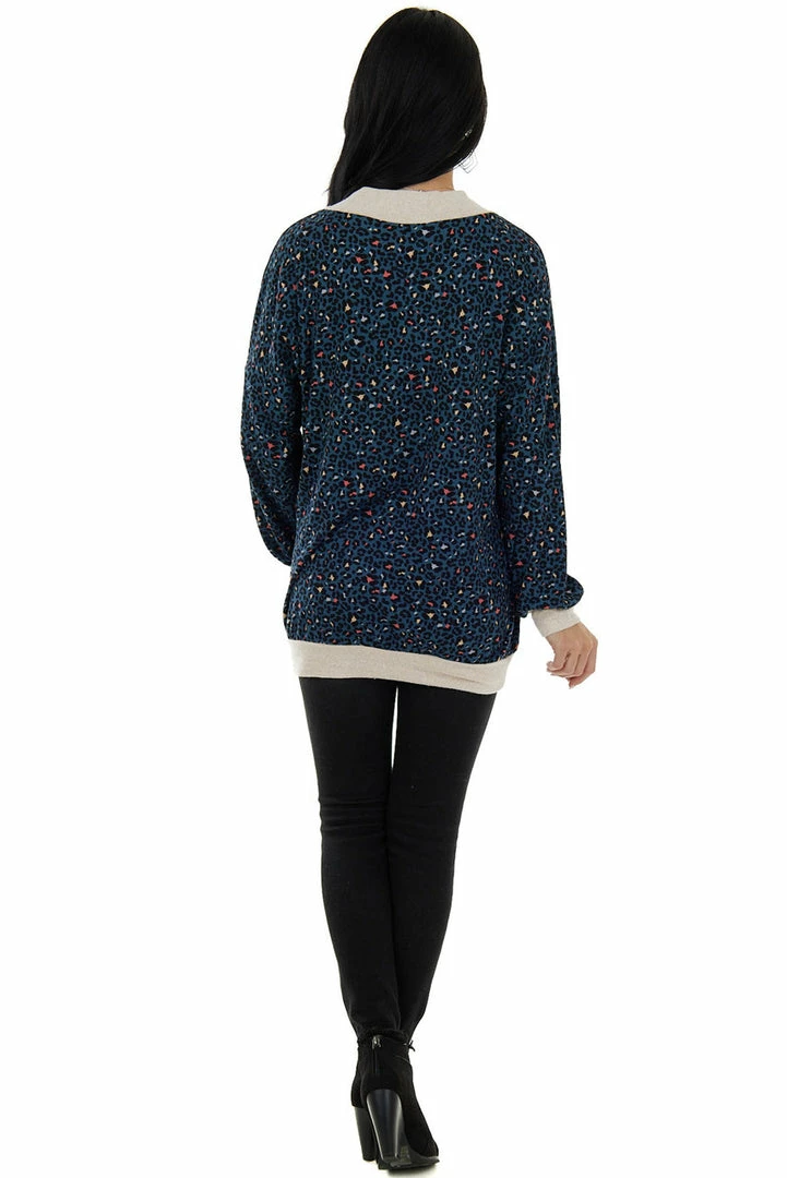 Lovely Melody Tops Deep Teal Leopard Print V Neck Tunic Top 15 Lovely Melody Tops Deep Teal Leopard Print V Neck Tunic Top