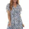 J.NNA Periwinkle Floral Babydoll Smocked Bust Dress